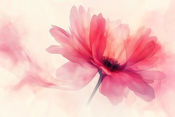 Beautiful Pink Flower With Soft Petals on a Light Background During Springtime