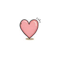 tiny pink heart doodle icon, simple flat vector, pastel tones, isolated