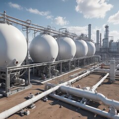 Hydrogen production facility with pipelines and tanks, energy, transport