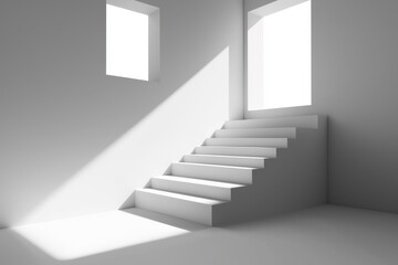 Obraz premium Minimalist Interior with Stairs and Natural Light in Modern Space