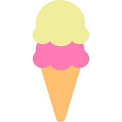 ice cream cone with two scoops. Vector Ice cream, flat design