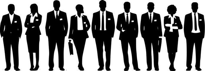 Corporate Executive Silhouettes – Minimalist Black and White Business Leadership Illustration