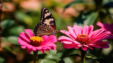 butterfly on pink flower