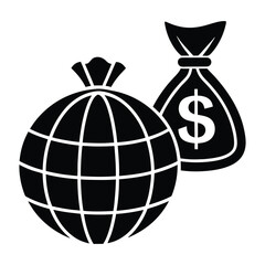 Money bag and globe combination on white background