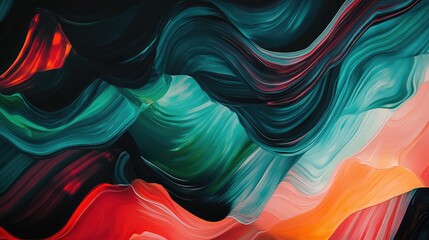 Abstract colorful Metallic Wavy Background ,Liquid colors fluid gradients on black background
