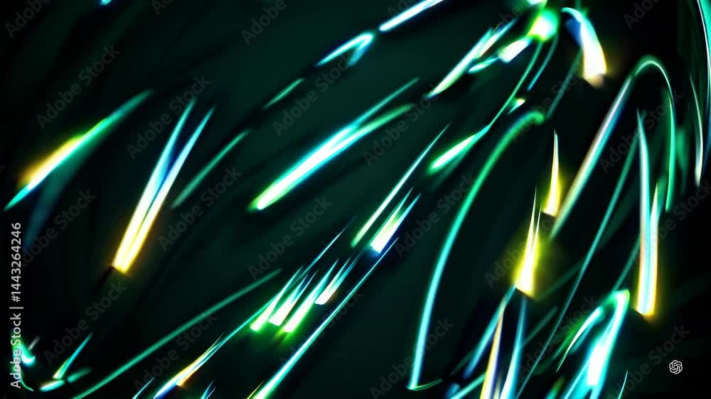 Poster luminous green swirls in motion creating an abstract visual experience