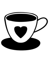 Coffee clip art design on plain white transparent isolated background for card, shirt, hoodie, sweatshirt, apparel, card, tag, mug, icon, poster or badge