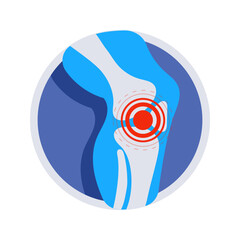 Knee pain medical icon representing injury and inflammation