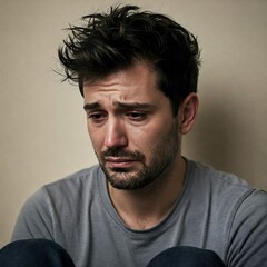 Obraz premium Crying Distressed Man - Emotional Pain & Sadness Portrait