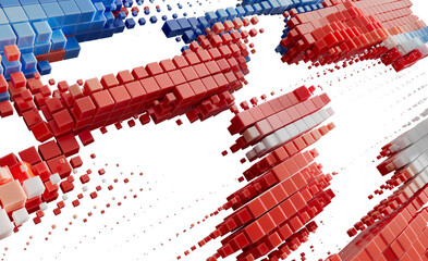 Abstract 3D Cubes Red Blue White Digital Data Technology Background
