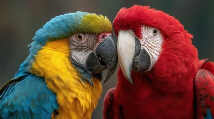Macaw Pair: Colorful Tropical Bird Duo in Close-Up