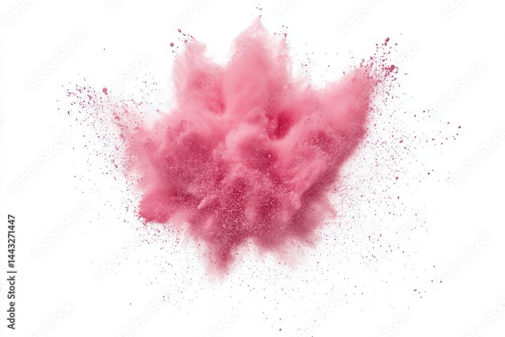 Aufkleber burst of vibrant pink powder explosion on white backdrop capturing dynamic movement and texture for 