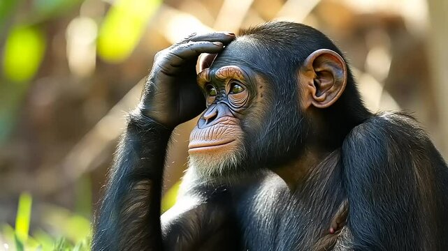 Curious Young Monkey with Playful Expression in Jungle