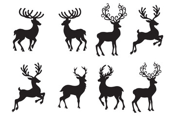Fototapeta premium Deer silhouette icon set vector illustration
