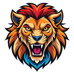 Fototapeta premium Fierce lion head illustration