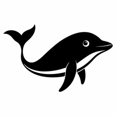 Whale Vector in Black Silhouette
