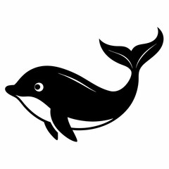 Whale Vector in Black Silhouette