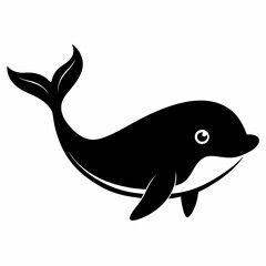 Whale Vector in Black Silhouette