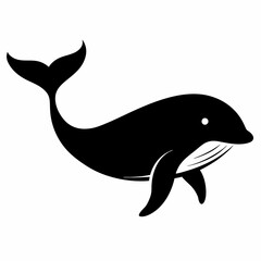 Whale Vector in Black Silhouette