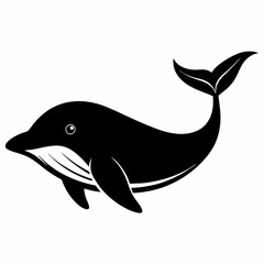 Whale Vector in Black Silhouette