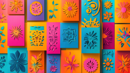 Traditional Mexican Papel Picado Cards for Festive Decor and Cinco de Mayo