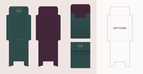 Luxury Envelope die cut and mock up template, Vector illustration. Envelopes mockup front and back view.