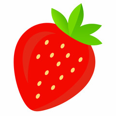 Strawberry red summer fruit, vector on white background.