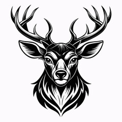 Fototapeta premium Deer Head Silhouette – Vector Illustration of Antlered Wildlife Design