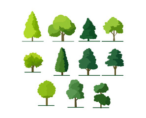 Collection of trees. tree set isolated on white background. vector file illustration 