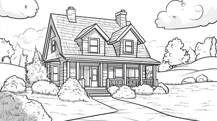 Obraz premium House illustration, black and white
