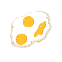 Fried eggs food element simple flat hand drawn vector illustration, traditional breakfast dish image for menus, posters, or dietary guides, representing an organic, healthy meal choice
