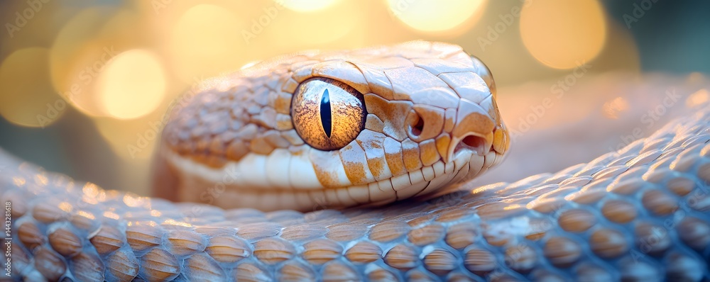 Poster close up image of a snake with patterned scales