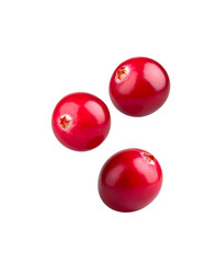Cranberries Floating on White Background