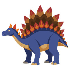 Stegosaurus Dinosaur Vector – Jurassic Herbivore with Plates and Spiked Tail in Flat Style