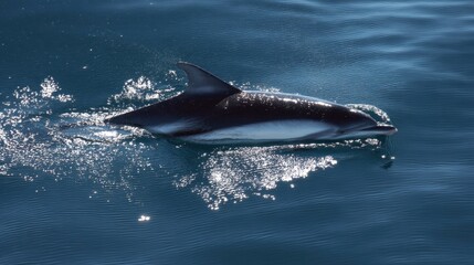 Obraz premium Dusky Dolphin Gliding Through Open Water