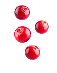 Fototapeta premium Cranberries Floating on White Background