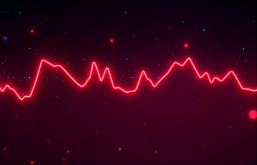 Neon - like Wavy Line on Cosmic Background