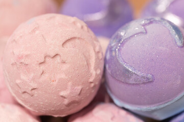 closeup bath bombs in store