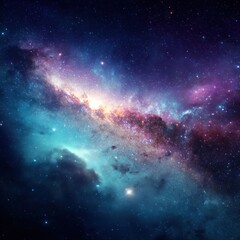 Obraz premium Vibrant Cosmic Tapestry Awe Inspiring Galaxy Nebula with Swirling Hues of Blue Purple and Gold Celestial Beauty Deep Space Exploration Artistic Render