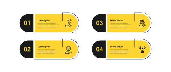 Creative business infographic template vector with yellow color. 4 step columns information graphic.