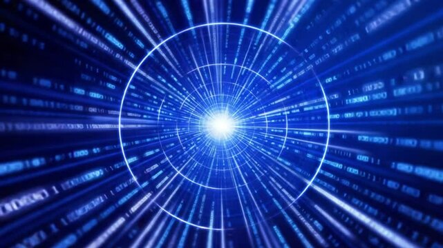 Digital Tunnel: Data Stream Visualization in Blue