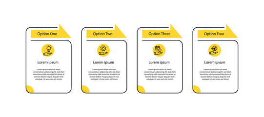 4 step process infographic template with icons and table line concept suitable for business information and work presentation