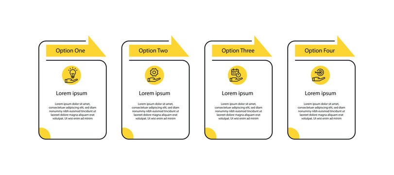 4 step process infographic template with icons and table line concept suitable for business information and work presentation