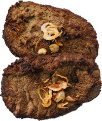 empal gepuk, indonesian style sweet and spicy fried beef transparent background