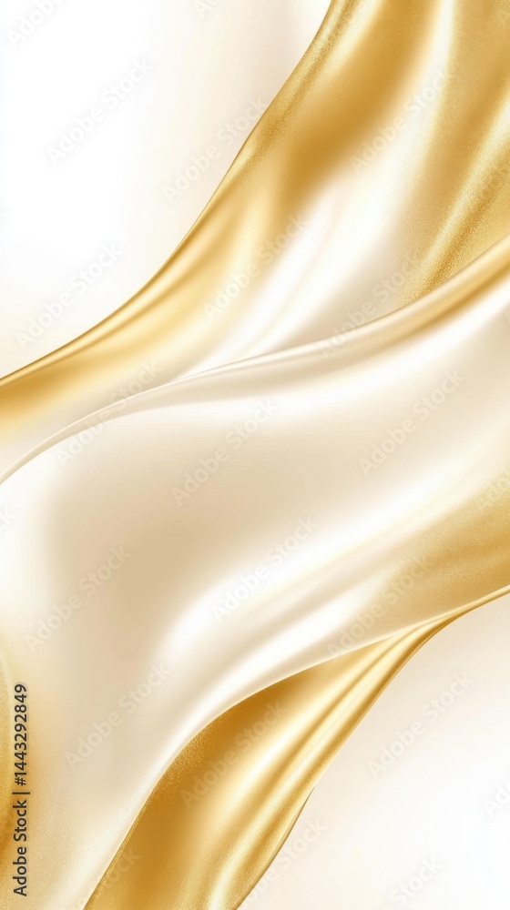 Poster luxurious gold silk flowing gracefully creating soft waves and elegant folds against a bright backgr