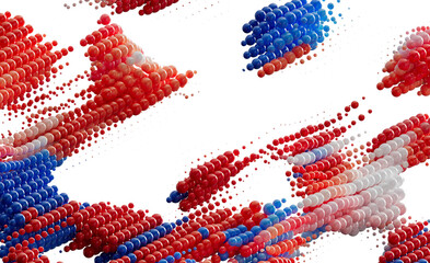 Abstract 3D Red White Blue Spheres Background