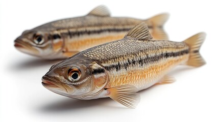 Fototapeta premium Two Freshwater Fish, Close-up Studio Shot on White Background