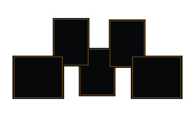 Templates collage frames photos parts, picture or illustration. Vector frames. Mood board. 5 photos. Poster frame mockup. Collage concept.  Vector Illustration . EPS 10 . 