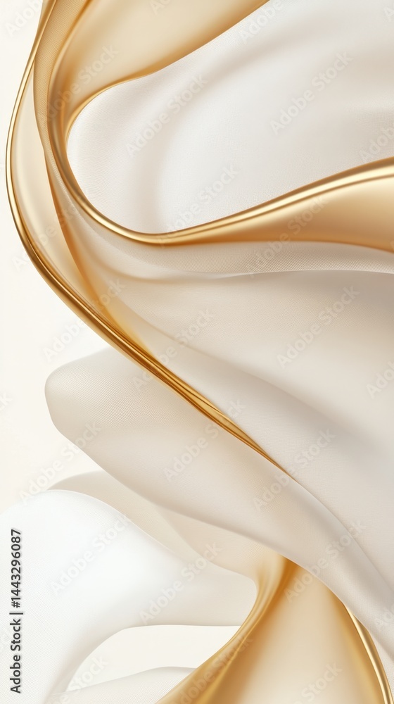 Aufkleber elegant gold and cream fabric waves abstract background capturing luxurious texture and smooth movem