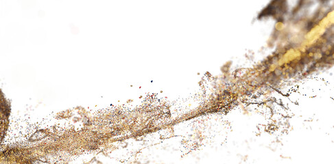 Gold Glitter Explosion on White Background